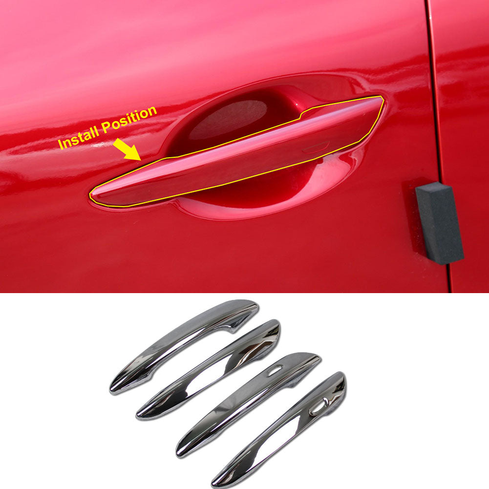 For 2019-2025 Mazda 3 Axela Chrome Door Handle Trims ABS